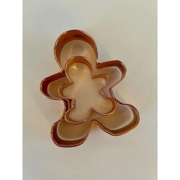 Vintage 6"/3” Gingerbread Boy Man Copper Plated Cookie Cutter Baking - Picture 1 of 6